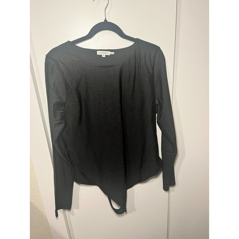 Good American Plus Size Black Long Sleeve Thong Bodysuit 6 (3X)